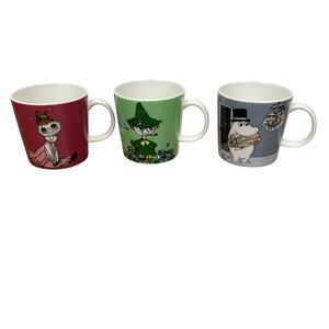Set of 3 Arabia Finland Moomin Mugs Mymble Moominpappa Snufkin Characters NWOT